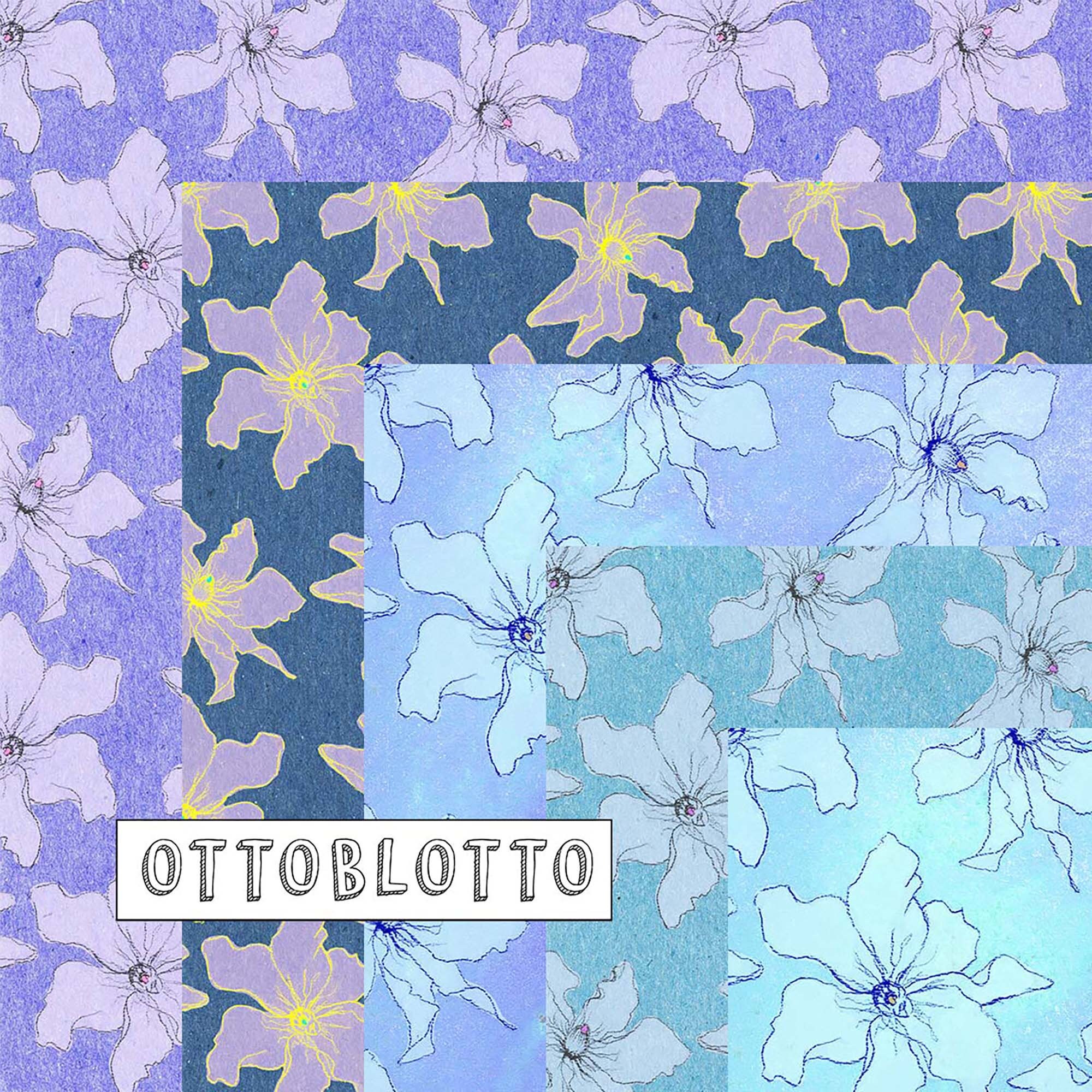 BLUE HAND DRAWN Flowers Digital Scrapbook Paper Pack Etsy