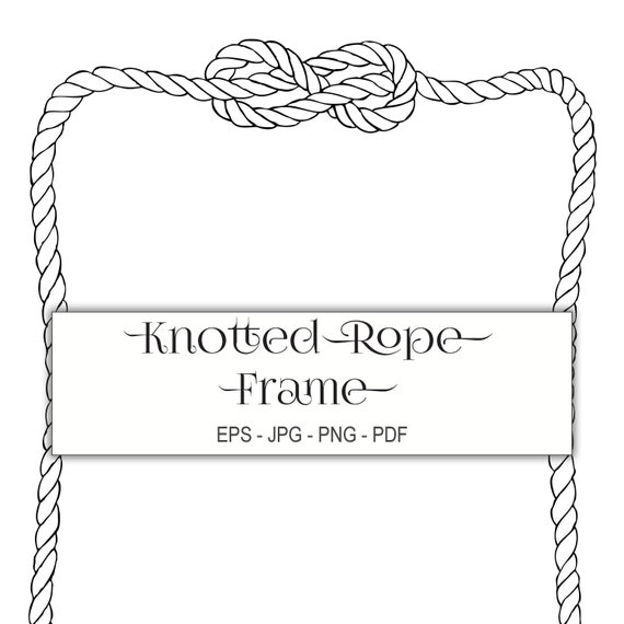 KNOTTED ROPE FRAME Drawing in eps, png, jpg, and pdf formats, rope frame,  rope drawing, rope knot drawing for Western, nautical applications