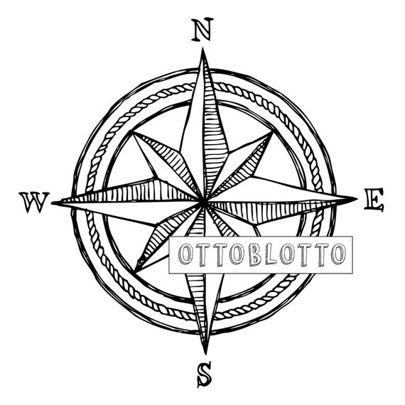 ANCHOR Drawing COMPASS ROSE Drawing, Nautical Drawing Clipart