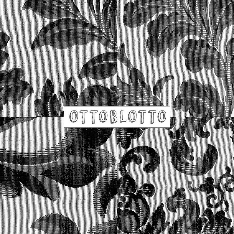 May include: Black and white floral pattern fabric with the text "OTTOBLOTTO" in a white box.