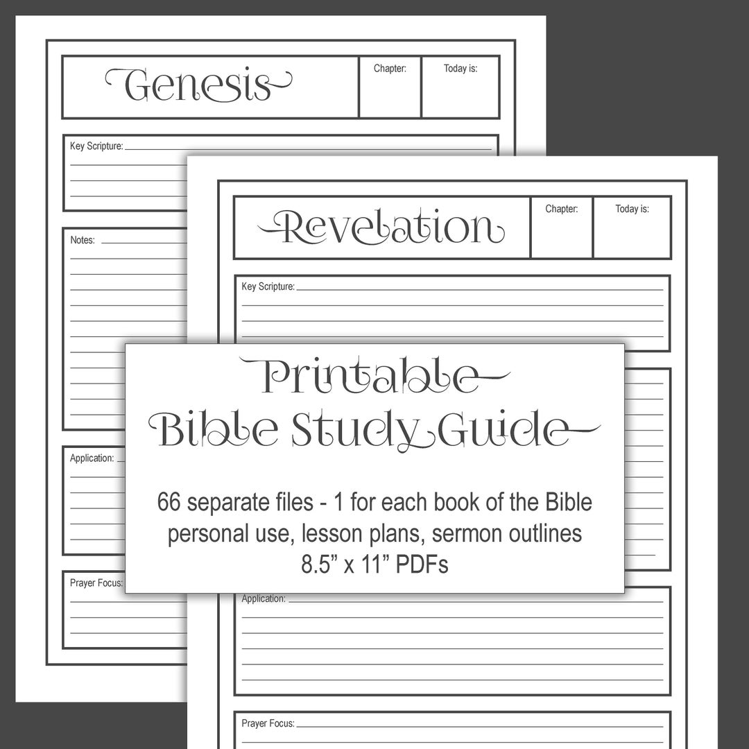 Printable BIBLE JOURNAL Study Sheets, Sunday School Lesson Plans, Sermon Notes, Personal Bible Studies, S.O.A.P. Sheet, All 66 Bible Books - Etsy printable-bible-journal-study-sheets-sunday-school-lesson-plans-sermon-notes-personal-bible-studies-s-o-a-p-sheet-all-66-bible-books-etsy