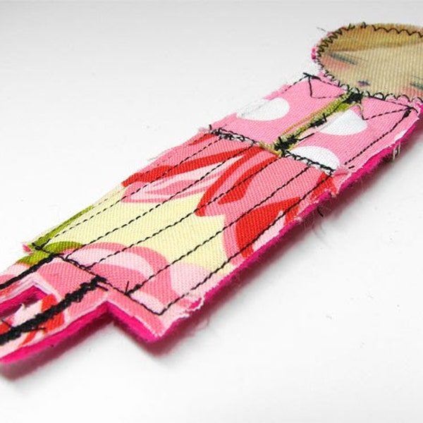 PRETTY GIRL No.17 - Fabric brooch with pinback by Danita