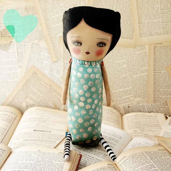 RESERVED LISTING - BLUEBERRY - Original Mixed Media Art Doll Plush By Danita