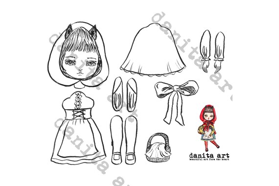 Items similar to Little red riding hood cut-out paper doll printable ...