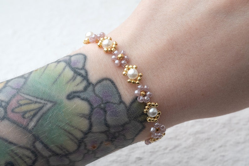 Perlen Blumen Armband Bild 6