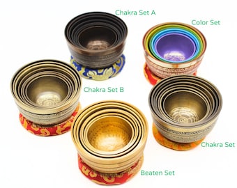 Set of Seven Chakra Healing Tibetan Singing Bowl Great For Mediation, Yoga and Sound Therapy