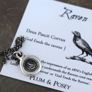 Mini Raven Necklace - God Feeds the Ravens - Deus Pascit Corvus - 217