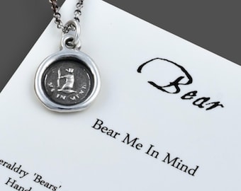 Silver Bear Necklace- Silver bear jewelry featuring a tiny silver bear pendant - Bear me in mind - 263
