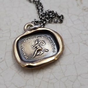 Bronze Witch Wax Seal Necklace - We all have our Hobbies Witch Pendant - 129B