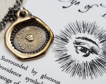 Eye of Providence Pendant Necklace ~ May it watch over you ~ Bronze Wax Seal Jewelry - 459B