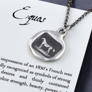 Horse Necklace Equestrian Jewelry - Horse wax seal with equestrian design - equos - 117