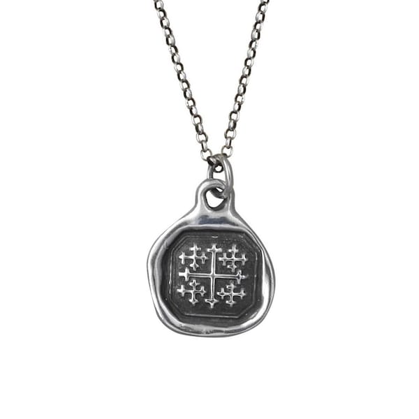 Jerusalem Cross Wax Seal Pendant of a Five Fold Cross or Crusaders Cross - 292