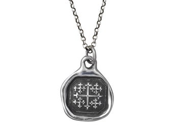 Jerusalem Cross Wax Seal Pendant of a Five Fold Cross or Crusaders Cross - 292