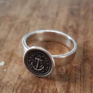 Anchor 'Hopes Sustains Me' Wax Seal Ring - Anchor Whimsy Ring - 270R