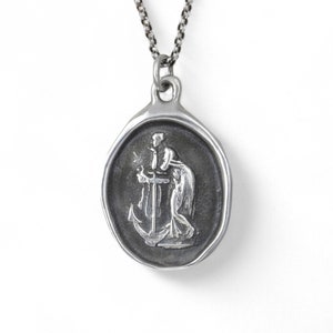 Collar con sello de lacre de la Esperanza - Dama del Mar - Colgante con sello de lacre de la Esperanza y la Fe - 249