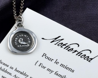 Motherhood Wax Seal Necklace - Pelican in her Piety Wax Seal Charm - 226