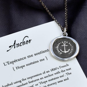 Collar con sello de cera de ancla - La esperanza me sostiene - L&#39;Esperance me soutient - 173