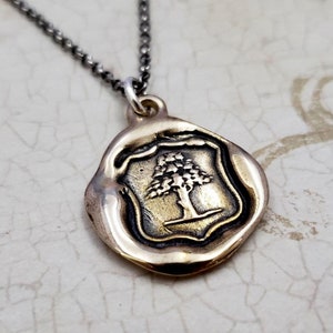 Eiche Schmuck - Wachs Siegel Baum Anhänger symbolisiert Stärke - Eiche Baum Anhänger in Bronze - 165B