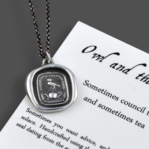 Owl and Teapot wax seal necklace - Council and Comfort - 188