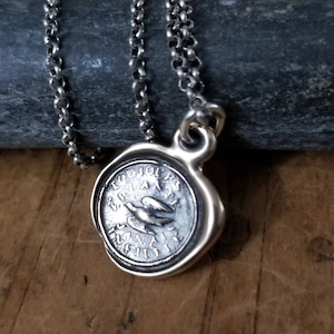 Bronze Swallow Wax Seal Necklace - Always Wandering Love and Loyalty - 152