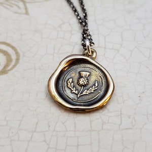 Bronze Scottish Thistle Wax Seal Jewelry- Scottish Necklace - 344B