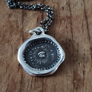 Eye of Providence ~ May it watch over you ~ Sterling Silver Wax Seal Pendant Necklace - 459