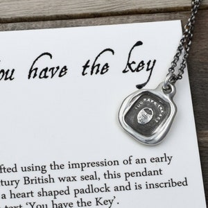 Key to My Heart necklace - Heart Lock Petite Wax Seal Necklace - 287