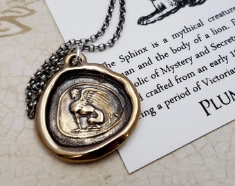 Sphinx Necklace - Mystery & Enigma - Egyptian jewelry in bronze -  451B