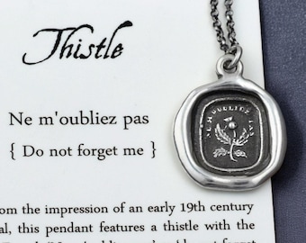 Thistle necklace - Do Not Forget Me - Scottish Thistle Jewelry Dinna Forget - 300
