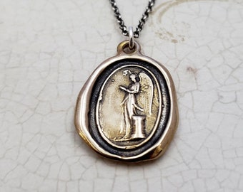 Guardian Angel Pendant in Bronze - Guardian Angel Jewelry - 274B