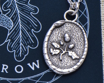 Grow Necklace ~ Acorn and Ouroboros Necklace - Eternal Growth Sterling Silver Eternity Snake Pendant - 574