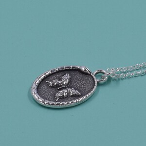 Butterfly Necklace ~ Ouroboros and Butterfly Metamorphosis Necklace - Eternal renewal Sterling Silver Eternity Snake Pendant - 561