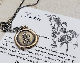 Fuchsia flower necklace in bronze - 467B