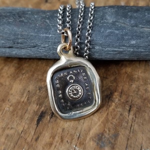 Bronze Pocket Watch Wax Seal Necklace - Stiff Upper Lip - Keep Calm and Carry On - Wax seal Jewelry - 137