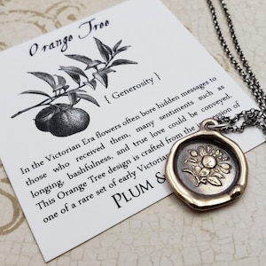 Orange Blossom Necklace - wax seal flower necklace in bronze - 466B