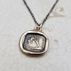 Strength Pendant  - Wax seal Necklace with motto &#39;Bend Don&#39;t Break&#39; from antique French wax seal - Oak Tree Necklace in Bronze - 101B