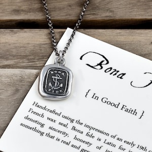 Collar de ancla - Collar de sello de cera, buena fe - Esperanza y buena fe - Joyería de ancla - 284