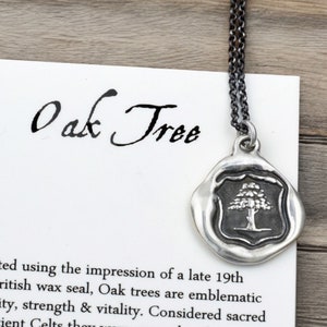 Eiche Schmuck - Wachs Siegel Halskette Symbolisiert Stärke, Vitalität & Vormundschaft - Eiche Halskette - 165