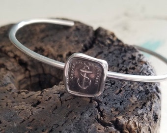 Hope Sustains Me Wax Seal Bracelet - Anchor Cuff Bangle Bracelet - 204Cuff