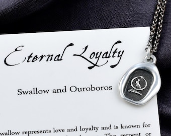 Eternal Loyalty Swallow and Serpent Wax Seal Necklace Eternal Love - 271