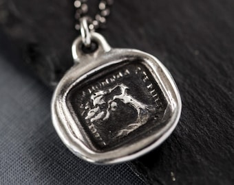 Strength Necklace - Wax seal Jewelry with motto &#39;Bend Don&#39;t Break&#39; from antique french wax seal - Oak Tree Necklace - 101