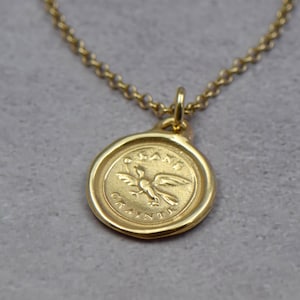 Gold Fearless - Viktorianische Whimsy Adler Wachs Siegel Halskette in Gold Vermeil - 255G