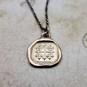 Gold Jerusalem Kreuz Wachs Siegel Halskette eines Fünffaltigen Kreuzes oder Kreuzritter kreuz in Gold Vermeil- 292G