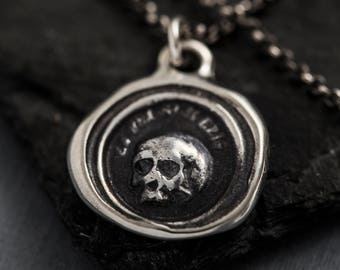 Skull Necklace - A Memento Mori from latin antique wax seal - 'Es fui sum eris' which translates 'So as you are so once was I" - 247
