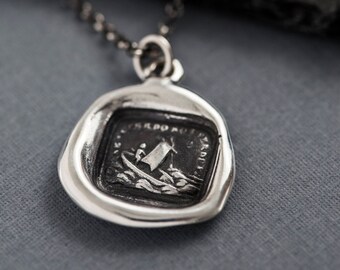 If I lose you I am lost Wax Seal Necklace -Cupid Wax Seal Charm Sailing Boat and North Star - Guiding star - 192