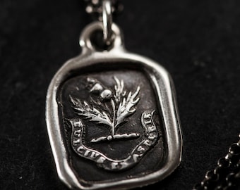 Sweeter after difficulties Thistle necklace wax seal jewelry - Dulcius ex asperis - Scottish Thistle Jewelry - 154