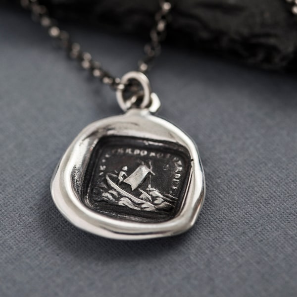 If I lose you I am lost Wax Seal Necklace -Cupid Wax Seal Charm Sailing Boat and North Star - Guiding star - 192