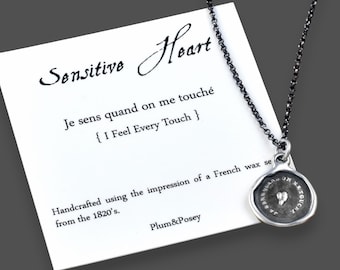 Sensitive Heart Wax Seal Necklace - I feel every touch - 102