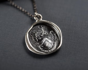 Mermaids Crest - Fight your battles, and win - Wax seal mermaid crest necklace - 414