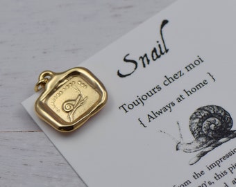 Gold Snail Necklace 'Always at Home' Wax Seal Necklace in Gold Vermeil - Snail jewelry from an antique wax seal - 227G